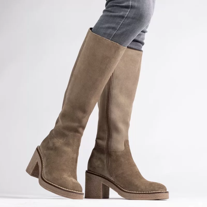 Cizme dama din piele naturala bej-CZ4008