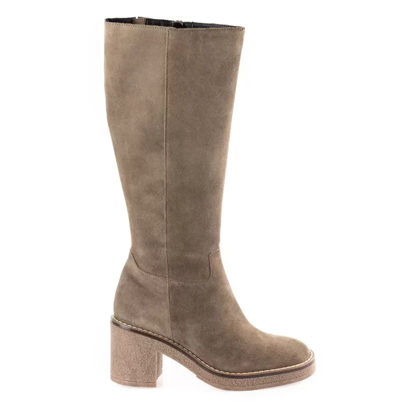 Cizme dama din piele naturala bej-CZ4008